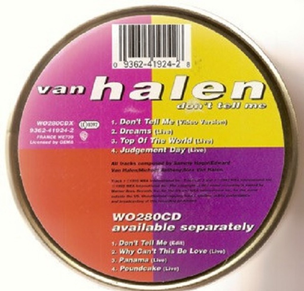 Omslag van Van Halen – Don't Tell Me (Maxi-Single) Limited Edition, Tin