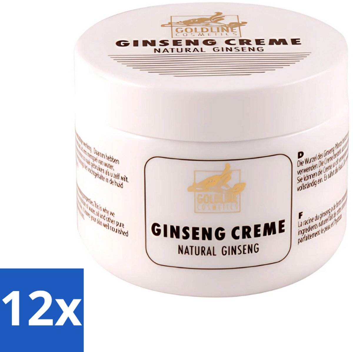 12 x Goldline - Bodycrème - Natural Ginseng - Verzorgend & Versterkend - 250 ml - Ginseng Bodycrème - Huidverzorging - Natuurlijke Huidcrème - Huidversterking - Hydratatie