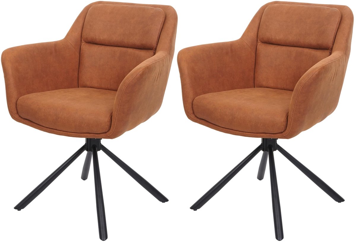 MCW Set van 2 eetkamerstoelen MCW-K33, keukenstoel, draaibare autostoel, stof MVG ~ suède look bruin
