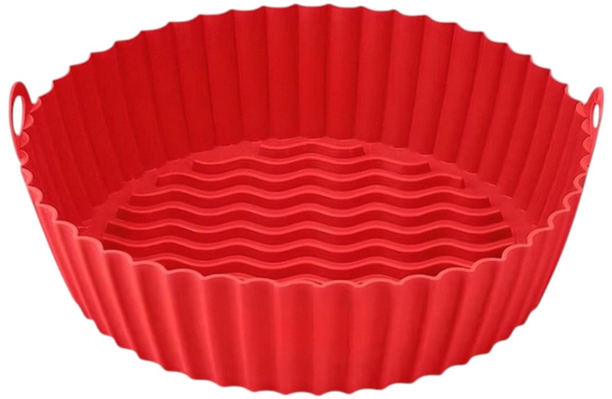 HipWare - Airfryer Siliconen mandje - Antiaanbaklaag - Vaatwasserbestendig - Rond - Rood