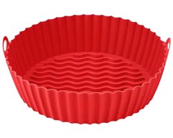 HipWare - Airfryer Siliconen mandje - Antiaanbaklaag - Vaatwasserbestendig - Rond - Rood