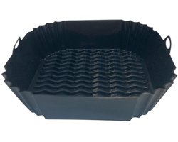 HipWare - Airfryer Siliconen mandje - Antiaanbaklaag - Vaatwasserbestendig - Vierkant - Zwart