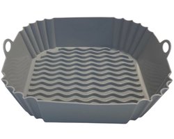 HipWare - Airfryer Siliconen mandje - Antiaanbaklaag - Vaatwasserbestendig - Vierkant - Grijs