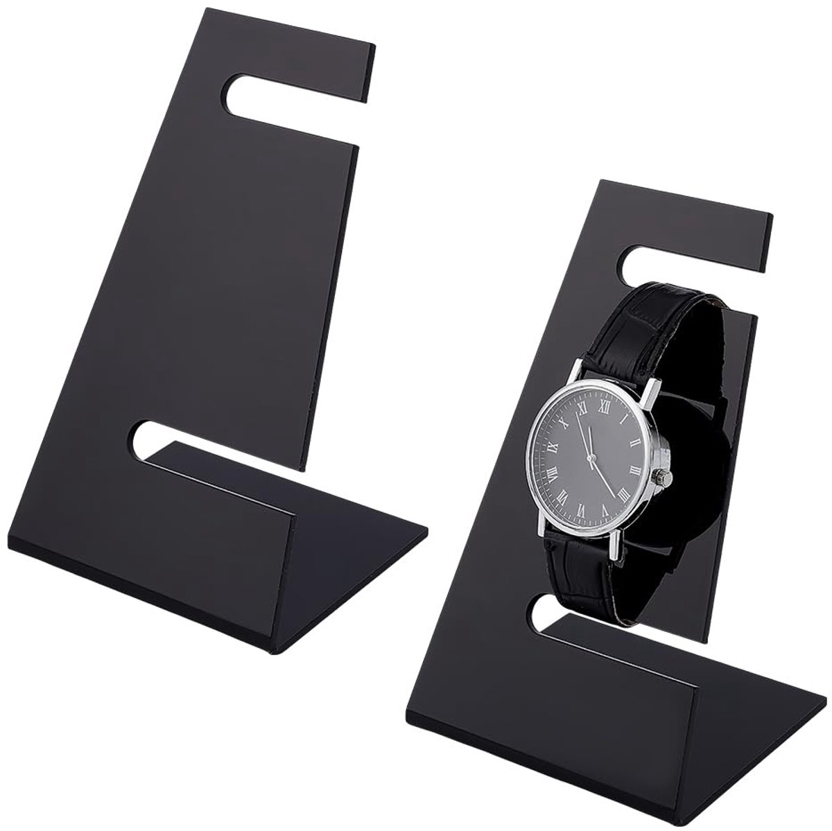 2pcs Black Watch Stand Watch Holder Watch Holder Wrist Watch Organizer Acrylic Presentation Stand for Bracelets Jewelry Men Husband Father