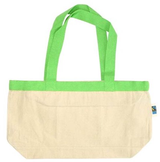 Sac cabas/tout-terrain Extra robuste en coton Fairtrade , 310 g/m², écru/vert