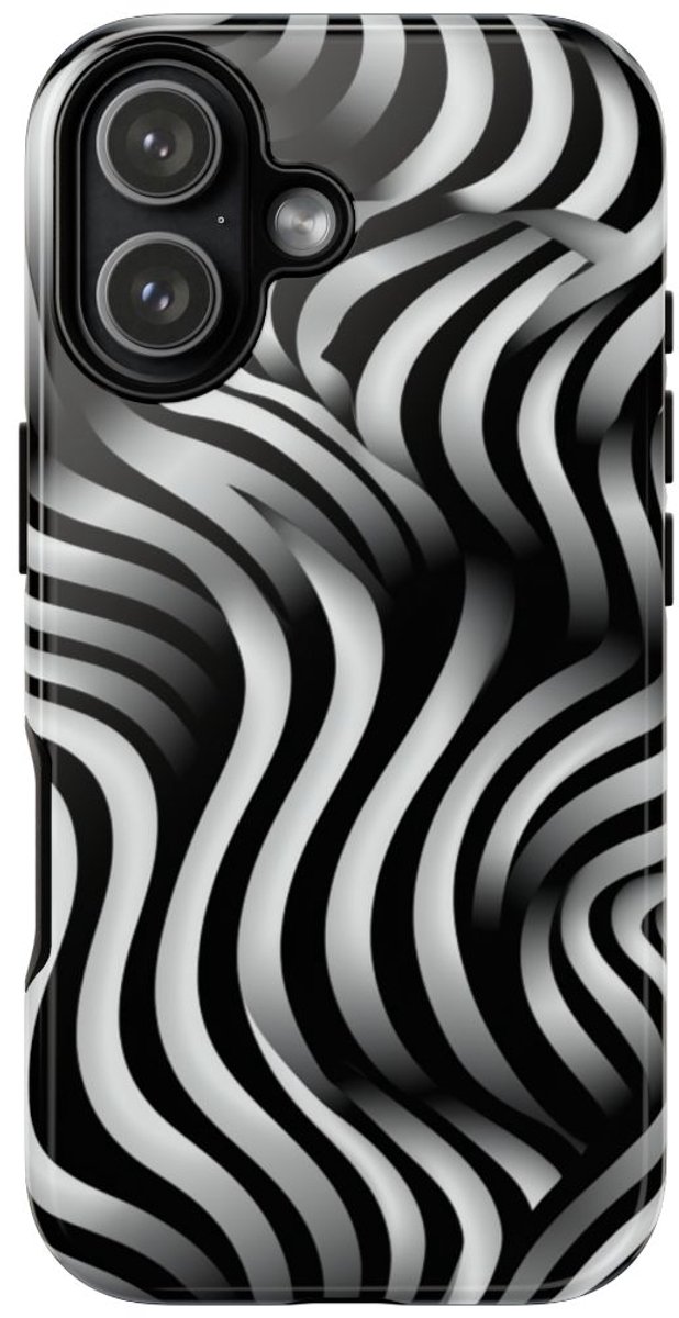 Zwart-Wit Golvend Optisch Illusiepatroon – Telefoonhoesje Geschikt voor iPhone 17