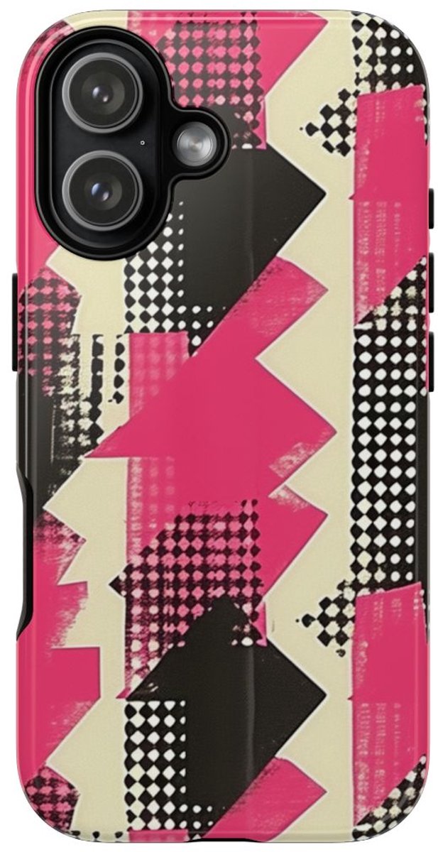 Roze en Zwart Abstract Geometrisch Patroon – Telefoonhoesje Geschikt voor iPhone 17