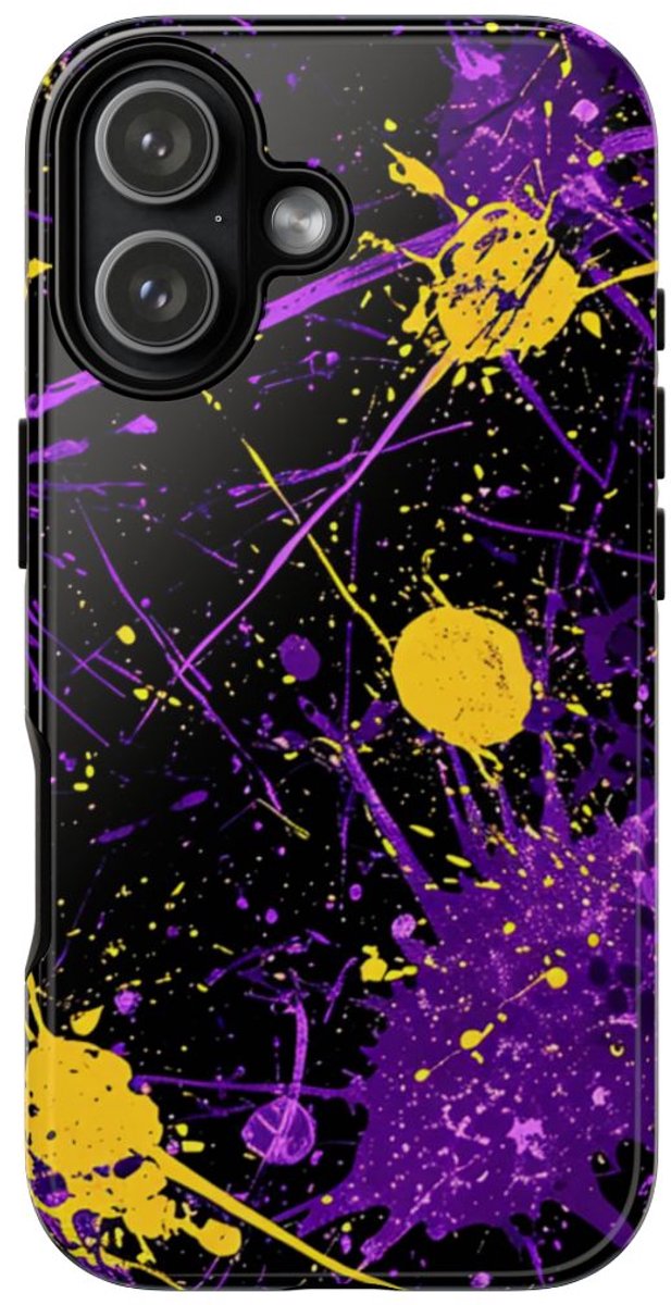 Paarse en Gele Verfspatten Abstract – Telefoonhoesje Geschikt voor iPhone 17