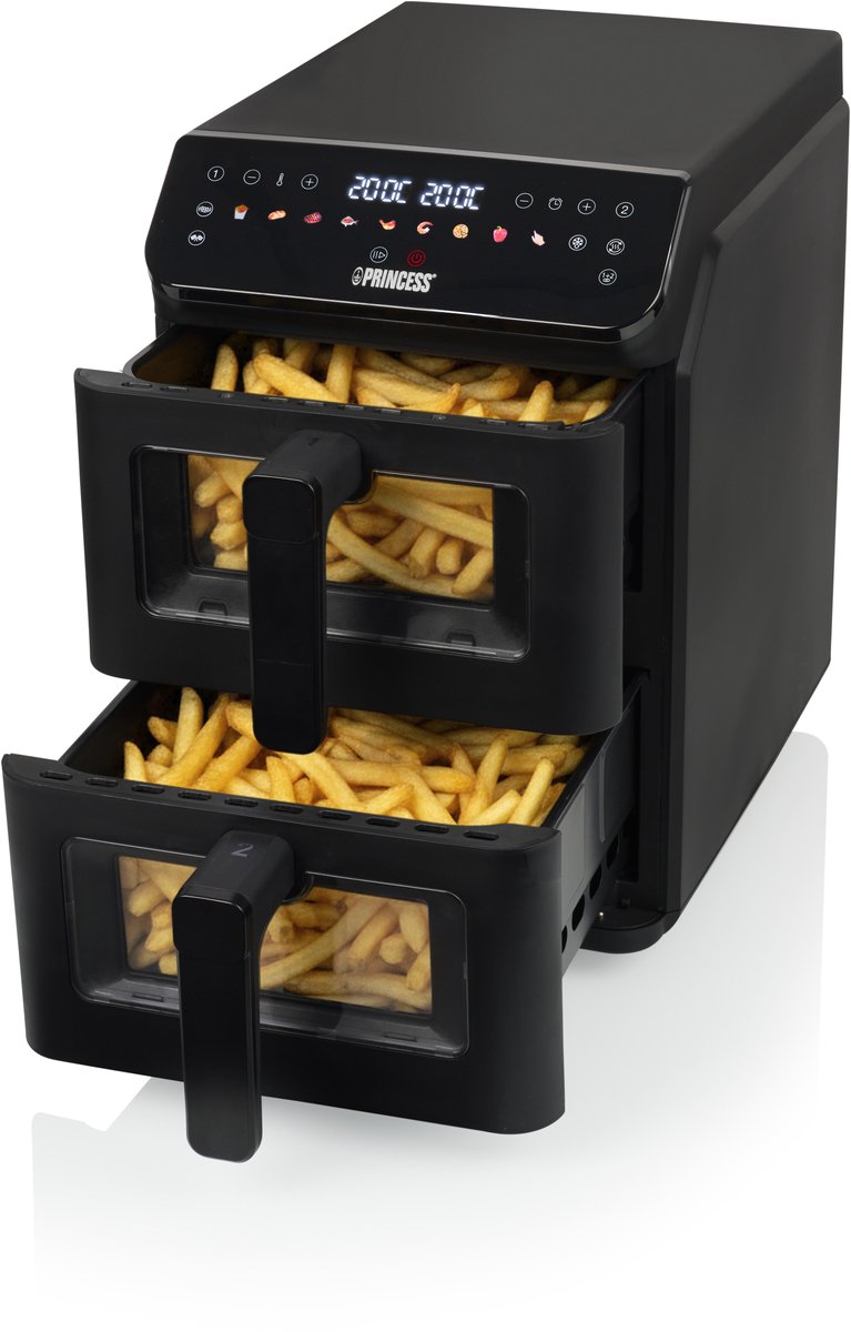 Heteluchtfriteuse - 182490 - 3000W - Stack Airfryer 11,2L - 11 Bakprogramma's - PFAS-Vrij - Dubbele gestapelde lades - Dubbele Airfryer