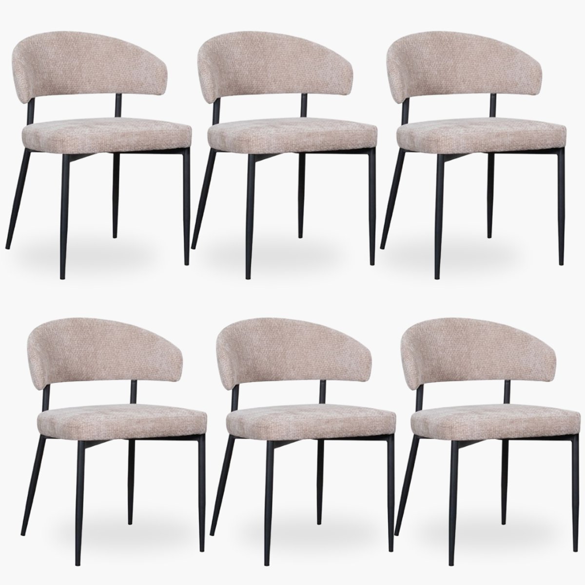6x Eetkamerstoel Noa - Taupe Velvet - Set van 6 - Taupe
