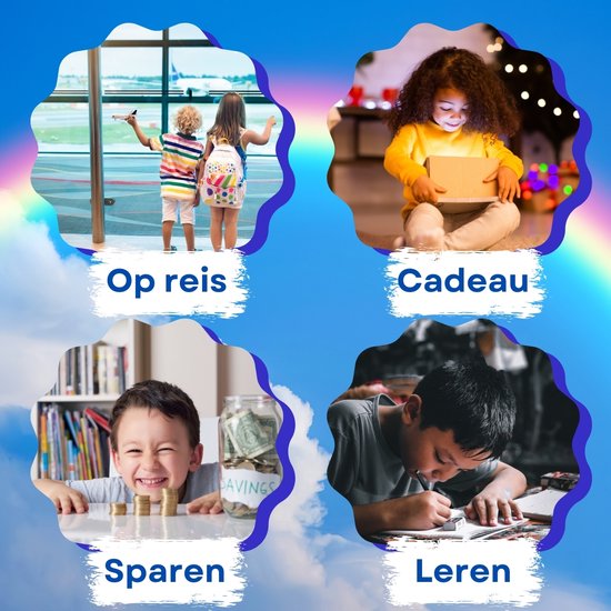 RAMBUX® - Coffre-fort avec code PIN et son - Bleu clair - Tirelire - Pièces et billets - Tirelire automatique - Jouets Éducatif