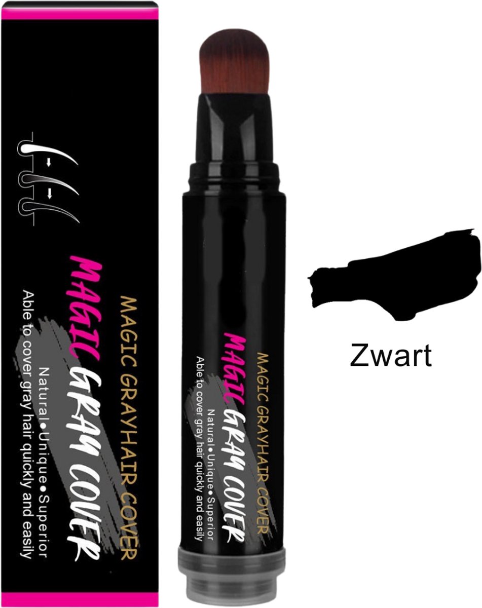 Magic Grey Cover (ZWART) - grijze haren uitgroei bedekken - haarverf - uitgroei touch up bijwerken - uitgroei spray - tijdelijke haarverf - Haarstift - Hair color stick- grijze haren dekking- voor uitgroei grijze haren verven- zwart