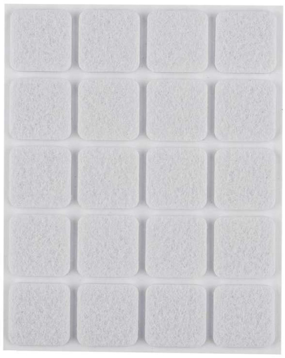 Zelfklevende viltjes vierkant – Wit – 20 x 20 mm – 20 stuks
