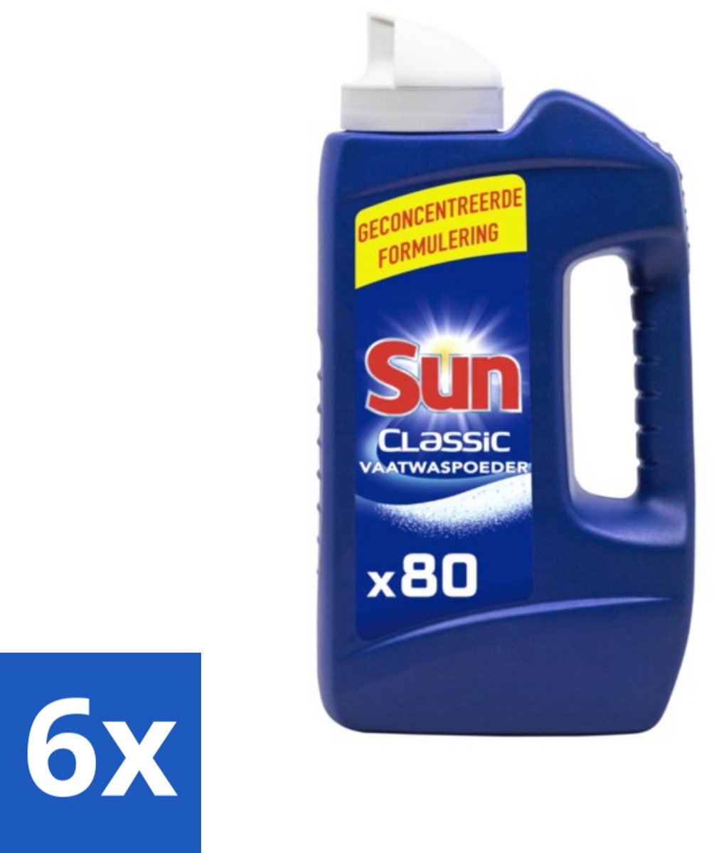 6 x Sun Vaatwaspoeder Normaal 1,39 kg 80 wasbeurten - Vaatwaspoeder - Vaatwasmachine - Vaatwas - Vlekken Verwijderen - Schone Vaat