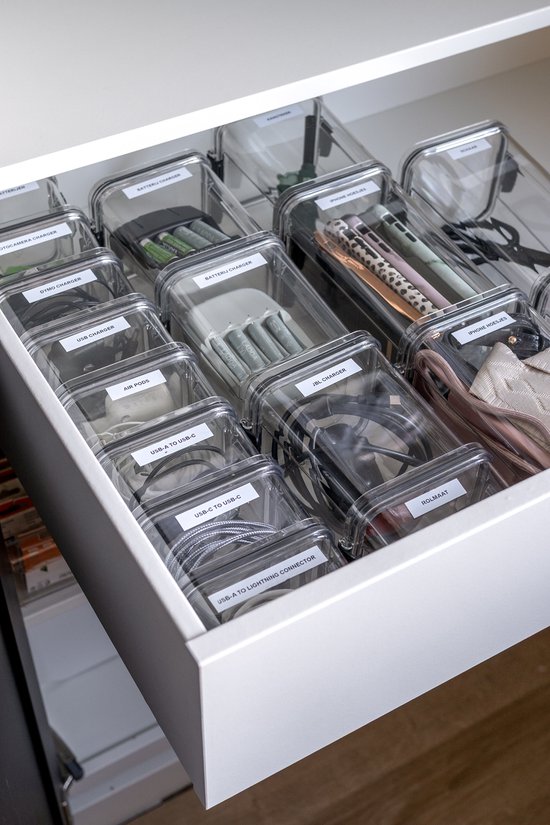 Nafafosa Kabelopbergdoos, 2 stuks, kabelorganizer, box met 8