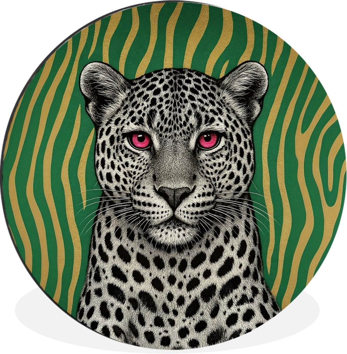 WallCircle Wandcirkel - Muurcirkel - Panter - Zebrapatroon - Groen - Aluminium - Dibond - 60x60 cm - Binnen en Buiten