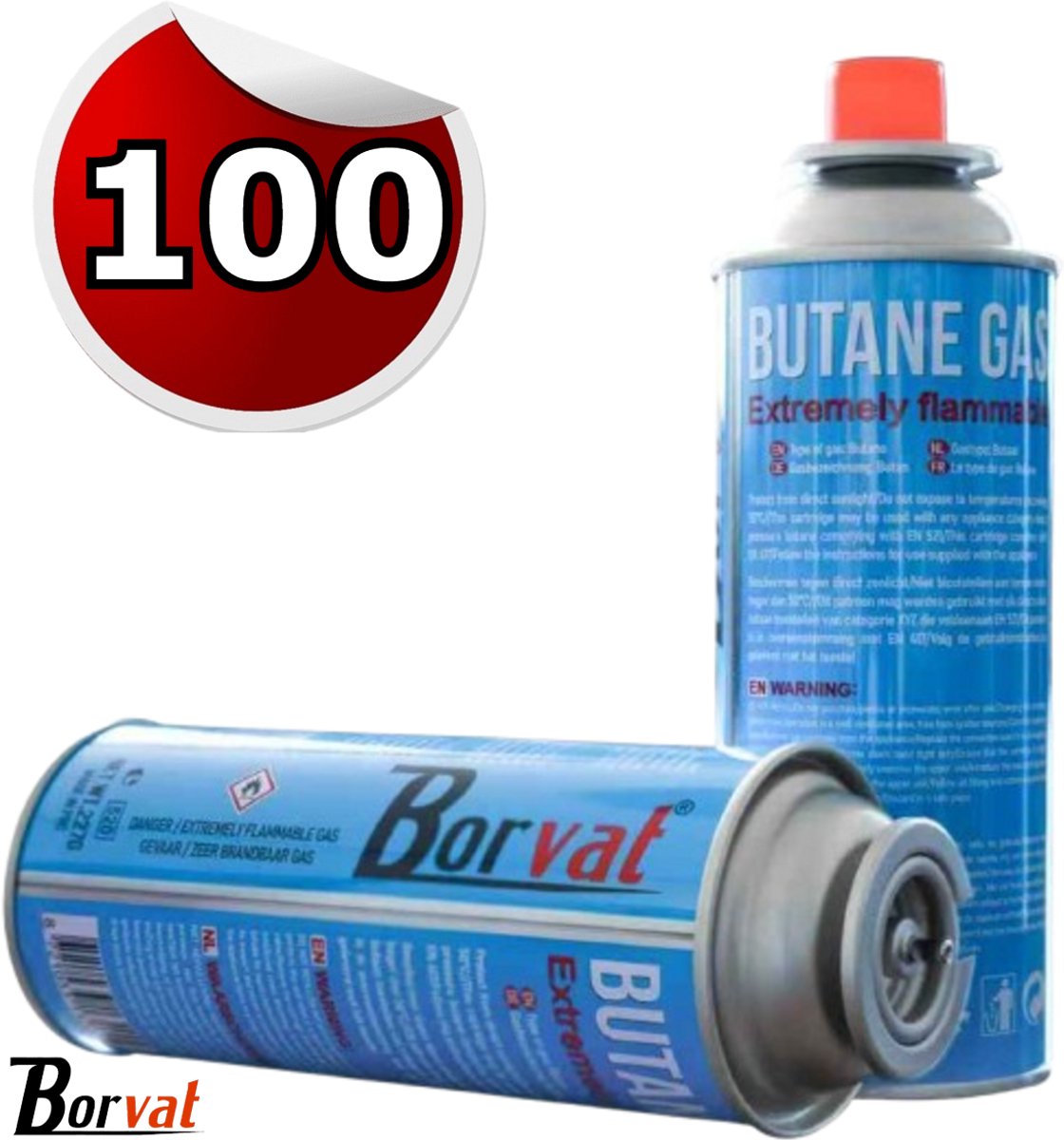 Borvat®| 100 Stuks - Butaangaspatronen - Camping Gasfornuis - Bunsenbrander 227g Butaangas