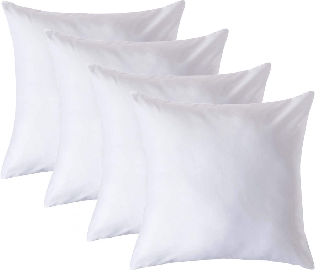 Homescapes Biologisch Kussensloop 80x80 cm – Set van 4 – Wit – 100% Egyptisch Katoen Satijn – Draaddichtheid 400