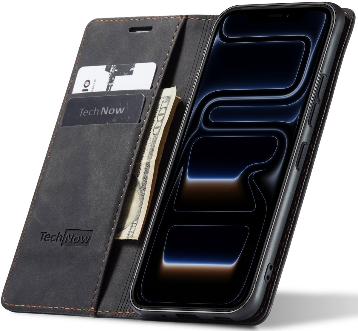 Hoesje geschikt voor iPhone 17 Pro Max - Book Case Leer Slimline Zwart
