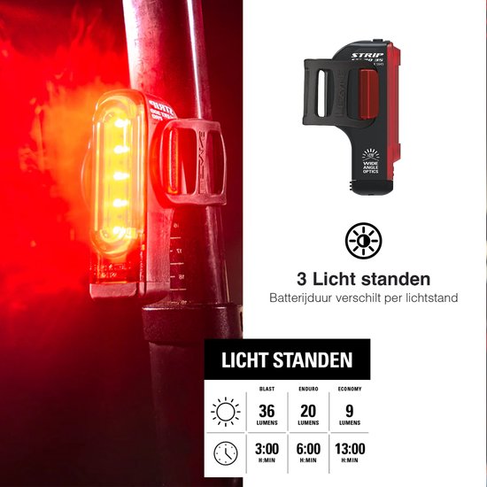 Lezyne Lite Drive StVZO Pro 115/Strip StVZO - USB Oplaadbare fietslampen - Fietsverlichting LED - Fietslicht Voor en Achter - 3 Standen - Zwart — afbeelding 4