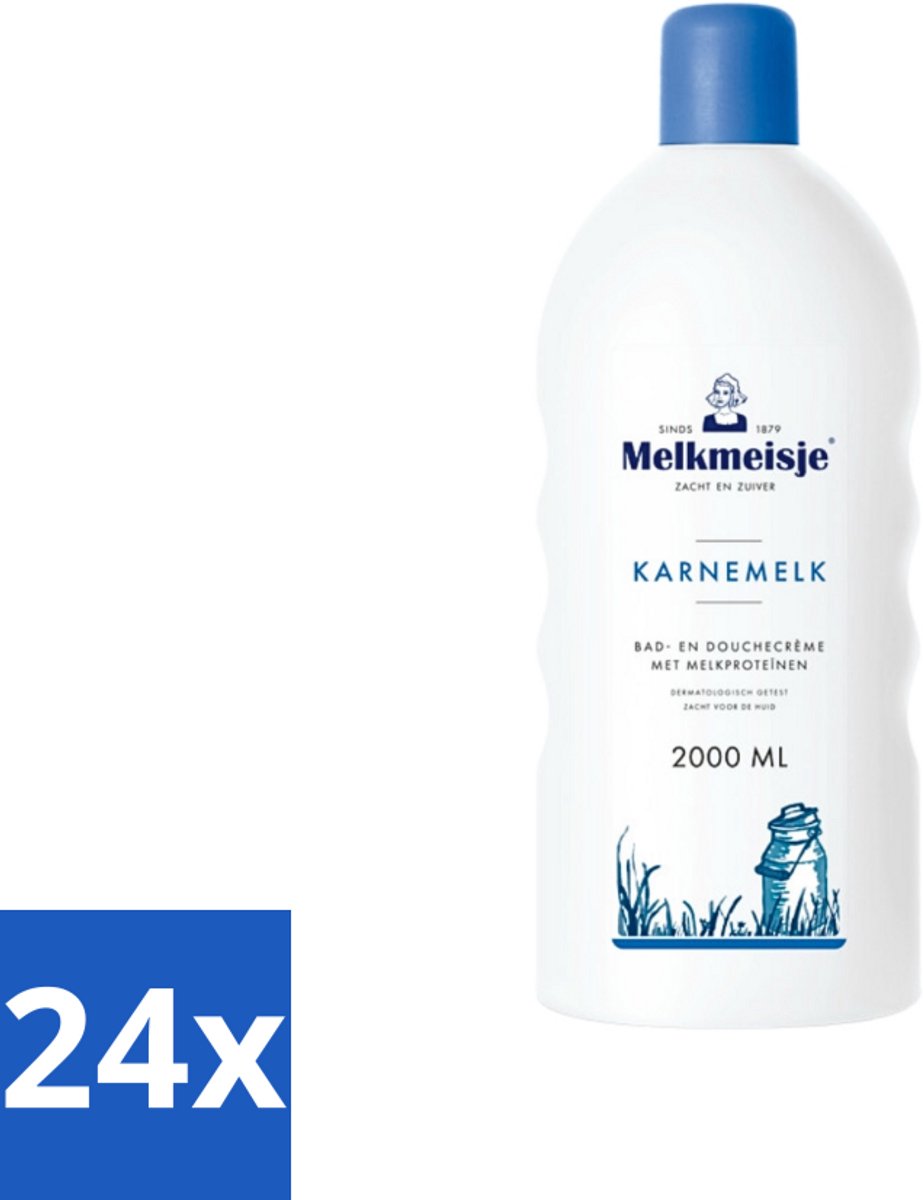 24 x Melkmeisje Bad en Douche Crème Karnemelk 2000 ml - Bad En Doucheschuim - Karnemelk Badschuim - Melkmeisje Badschuim - Voedend Badschuim - Milde Badschuim