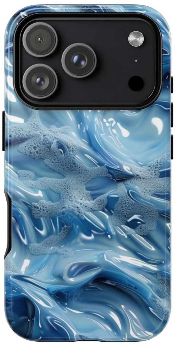 Blauw Abstract Golvend Patroon – Telefoonhoesje Geschikt voor iPhone 17 Pro