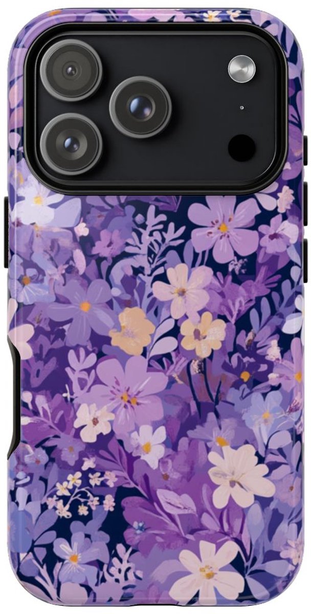 Paars Bloemenpatroon – Telefoonhoesje Geschikt voor iPhone 17 Pro