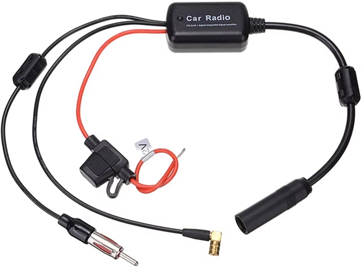 Universele Antenne Radio Signaalversterker DAB+/FM/AM - 85-240MHz - 25dB - 34cm - ANT-208-Plus - Zwart