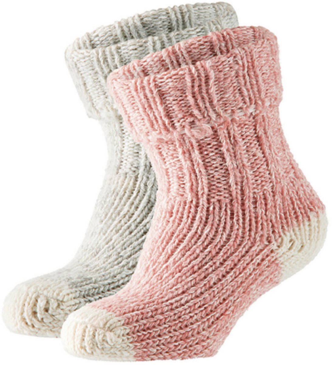 Apollo - Wollen - Sokken - Baby - Roze - Grijs - Maat 15/18