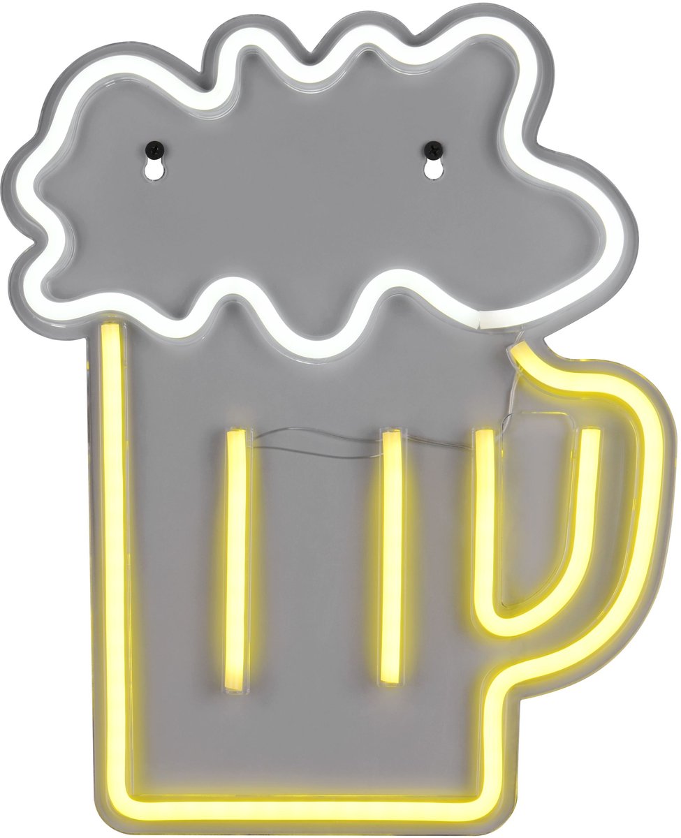 REALITY BEER - Wandlamp - Transparant helder - incl. 1x SMD 5 W - Snoerschakelaar - Wandmontage - USB-C aansluiting