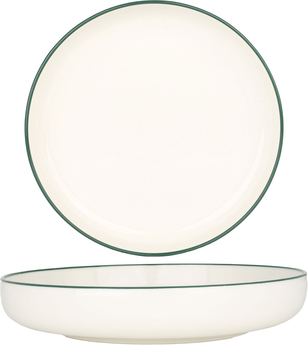 Rinart Diepbord - Green Edge - Porselein - 22 cm (800cc) - set van 6