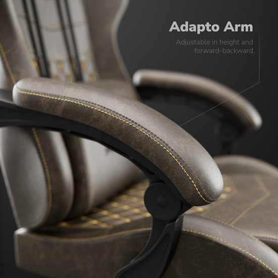 HICON® Gaming Stoel - Ergonomische Gaming stoel met Voetsteun - Comfort Gaming Chair - Vittoria - Bruin