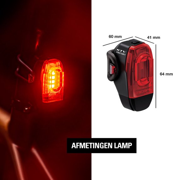 Lezyne Ktv Drive Pro+ Achterlicht - Fietsverlichting - Achterlamp fiets - USB Oplaadbaar Fietslicht - Waterdicht achterlicht - 20 branduren - Rood van Lezyne — afbeelding 3