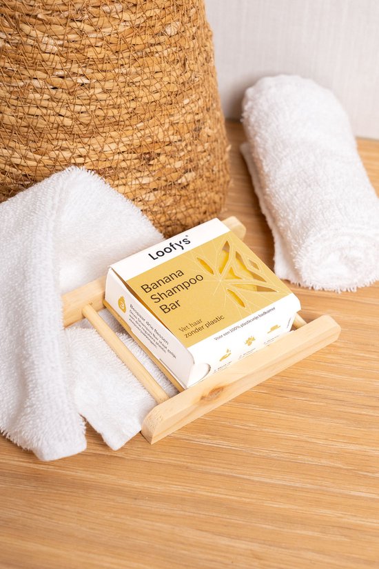 Loofys Shampoo Bar Soap Bar Banana – Vet Haar – Plasticvrij Haar – Vegan – Natuurlijke Shampoo tegen Vet Haar – 60g