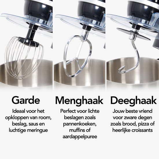 Infinity Goods Keukenmachine - Keukenmixer - 5L RVS Mengkom - Keukenrobot - Foodprocessor - Incl. Accessoires - 1000W - Zwart van Infinity Goods — afbeelding 4