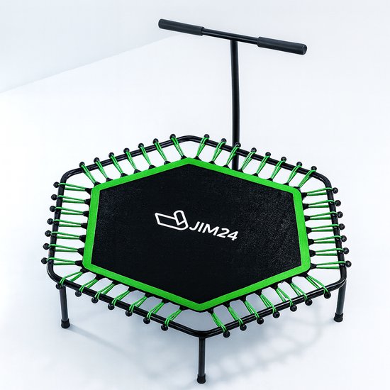 Jim24 Fitness Trampoline - Mini Trampoline - Inclusief Grijpstang - Belastbaar tot 200 kg - Ø 105cm -Trampolines