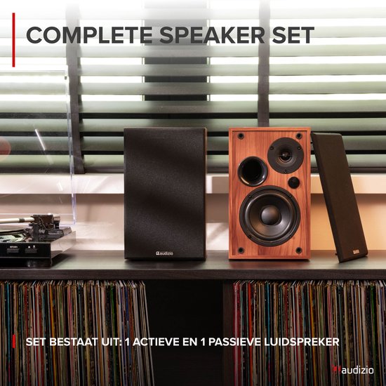 HiFi stereo set - Audizio KS02 - Boekenplank speakers - Bluetooth - Houtlook - 80W van Audizio — afbeelding 2