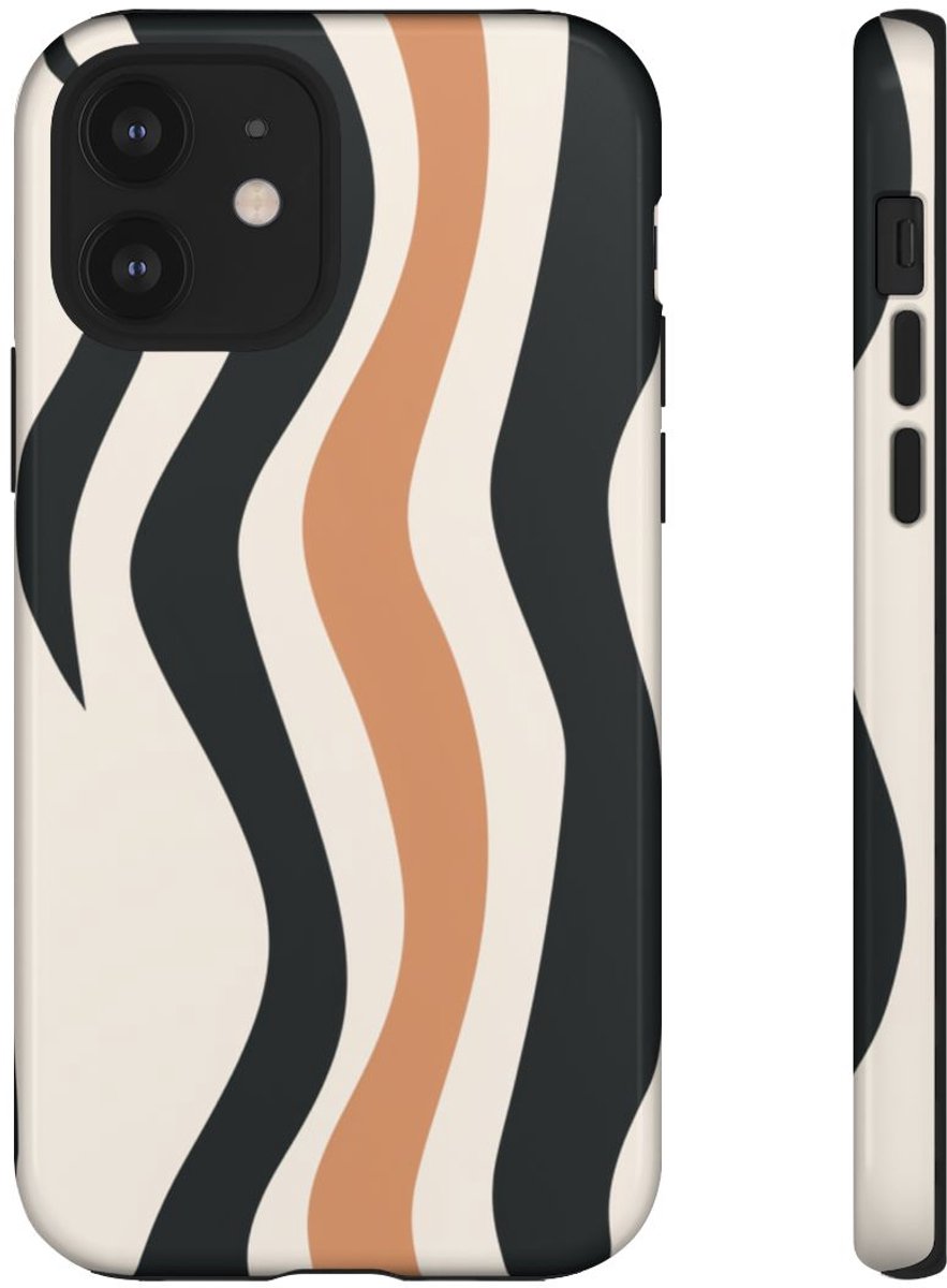 Golvende Abstracte Strepen in Glanzend Design – Telefoonhoesje Geschikt voor iPhone 12
