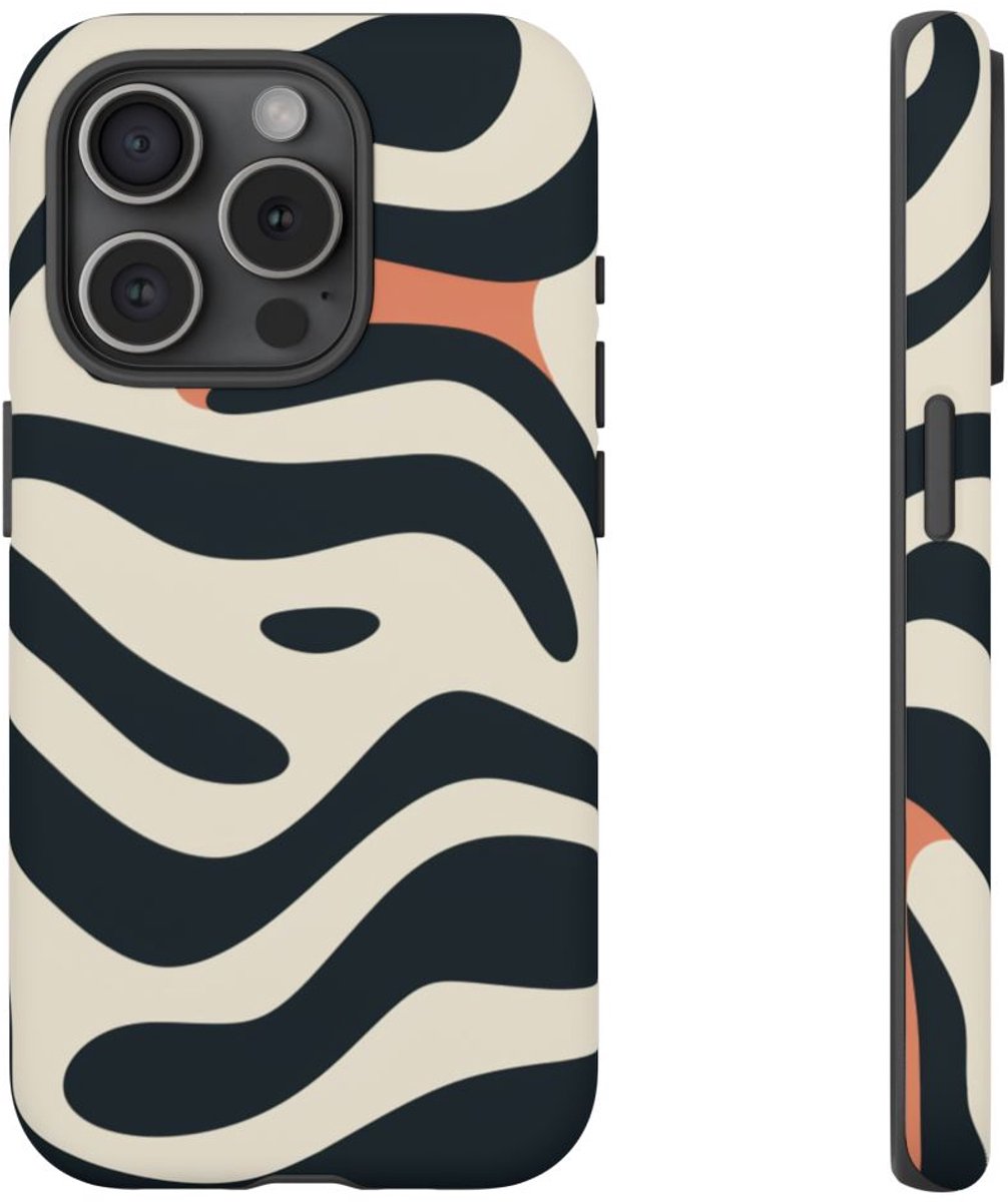 Abstracte Golvende Lijnen – Telefoonhoesje Geschikt voor iPhone 15 Pro
