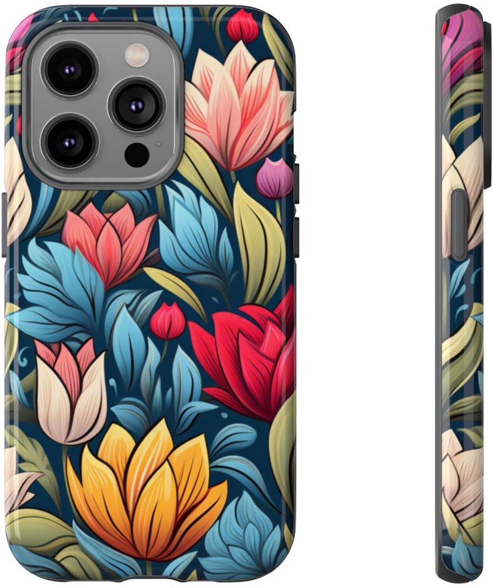 Kleurrijk Bloemenpatroon – Telefoonhoesje Geschikt voor iPhone 14 Pro