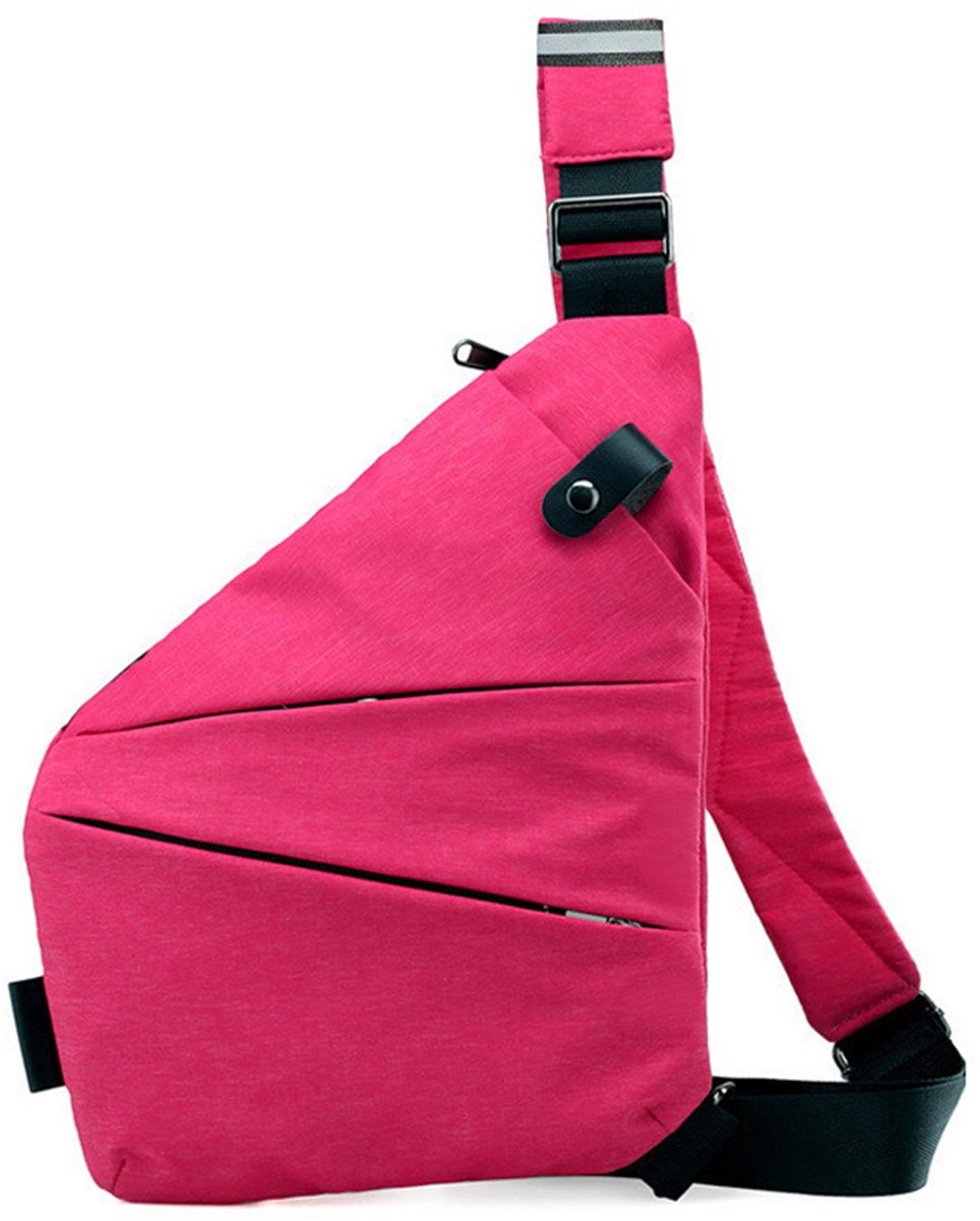 longziming Unisex Anti-diefstal Tas – Reistas voor Dames & Heren – Schoudertas – Crossbody Chest Bag – Body Bag voor Reizen – Rozerood