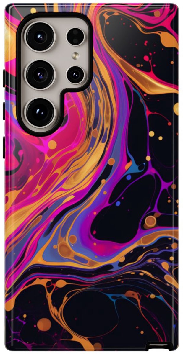 Psychedelisch Neon Marmerpatroon – Telefoonhoesje Geschikt voor Galaxy S24 Ultra