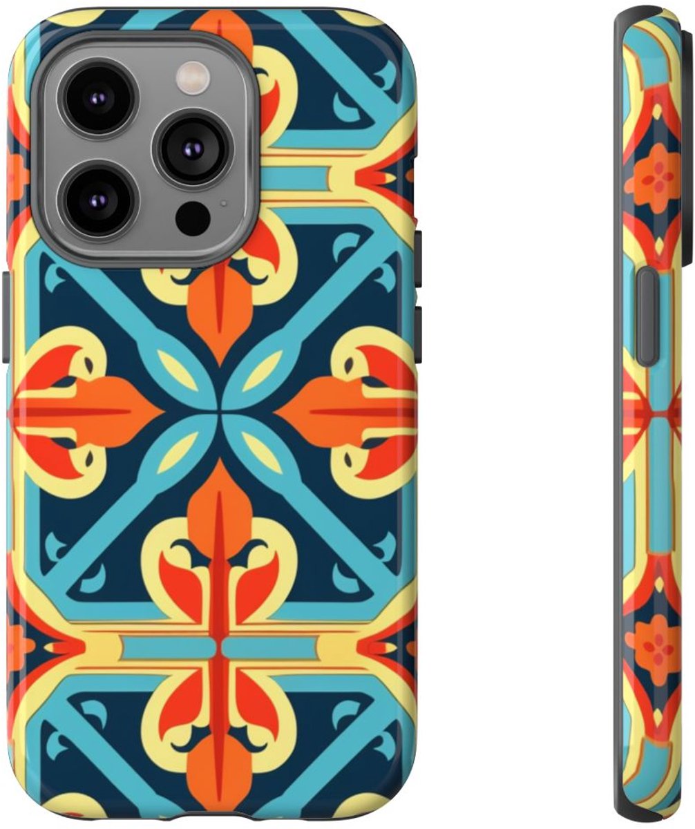 Opvallend Geometrisch Patroon in Heldere Kleuren – Telefoonhoesje Geschikt voor iPhone 14 Pro