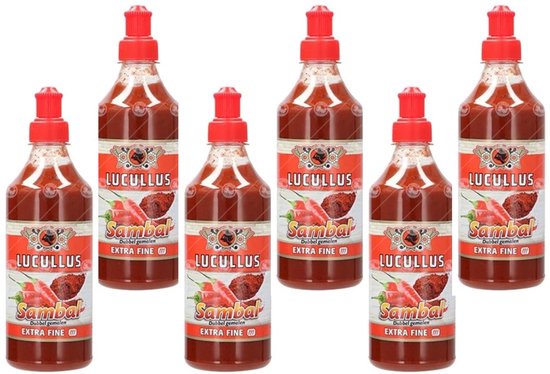 Lucullus - 6 x 500 ml Sambal oelek extra fijn - dubbel gemalen- multipack