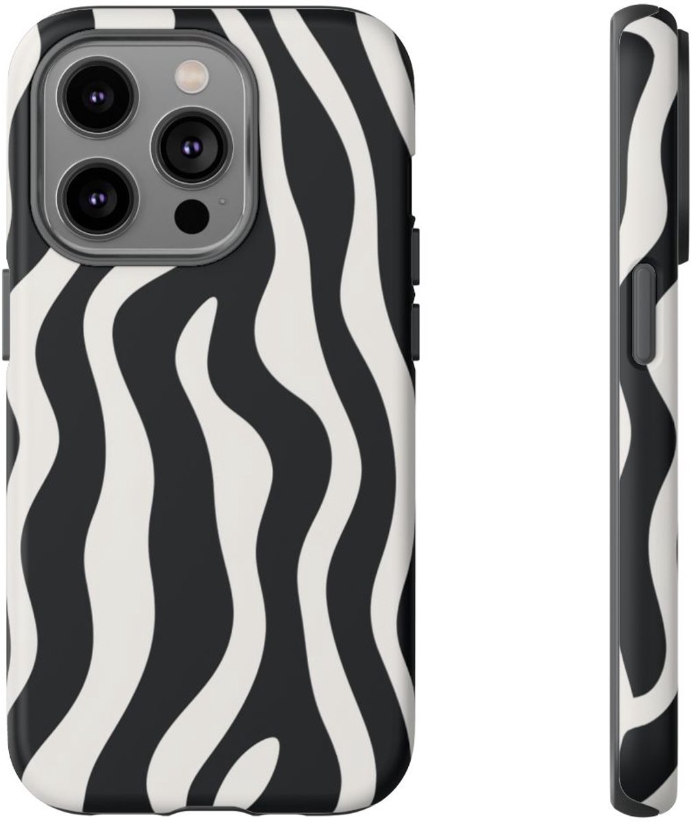 Zwart-Wit Abstract Zebrapatroon – Telefoonhoesje Geschikt voor iPhone 14 Pro