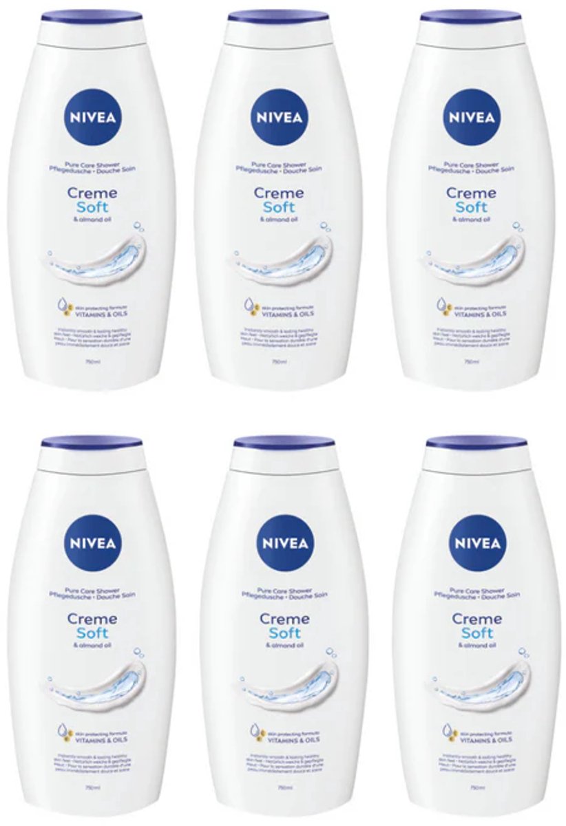 NIVEA Crème SofT Hydraterende BATH Crème - Voordeelverpakking - 6 x 750 ml