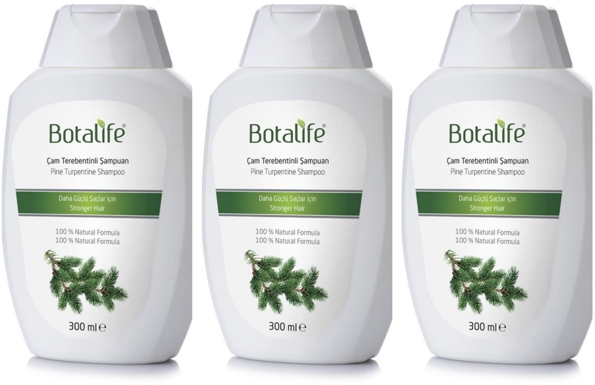 Botalife - Shampoo - Shampoo met Dennen Terpentijn - Natuurlijke Shampoo - Haarverzorging -SLS Vrij - Parabens Vrij - Silicones Vrij - Alcohol Vrij - 300 *3 ml
