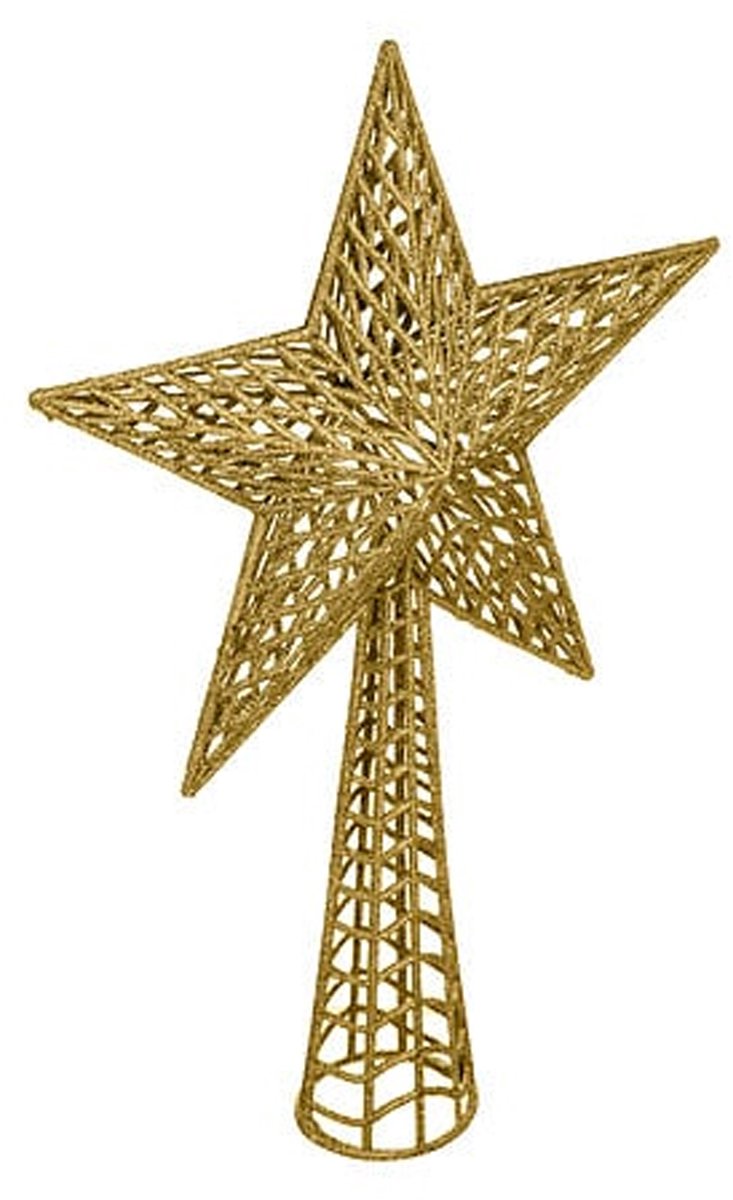 Feeric Christmas Kerstboom piek - ster vorm - goud - kunststof - 37,5 cm - kerstpiek - kerstversiering