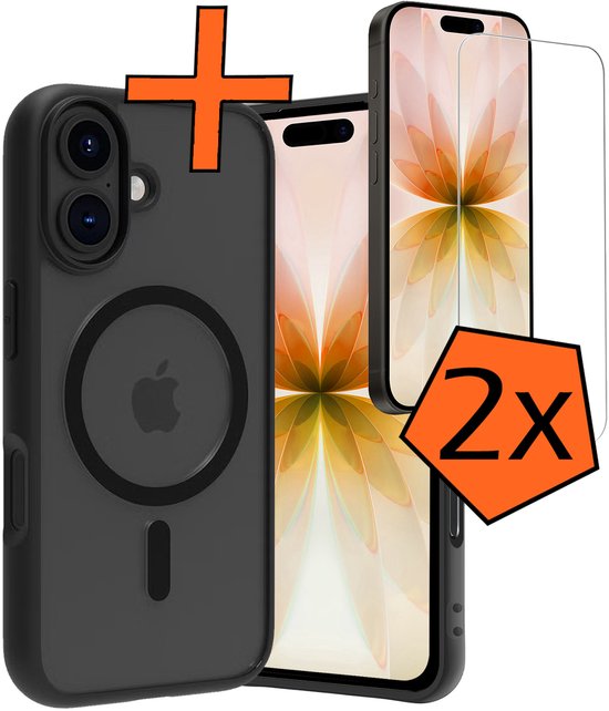 Hoes – Met 2x Screenprotector – Geschikt voor Apple iPhone 17 – Magsafe Compatible – Sterk & Shockproof – Back Cover – Shock Proof Case – Telefoon Hoes – Zwart