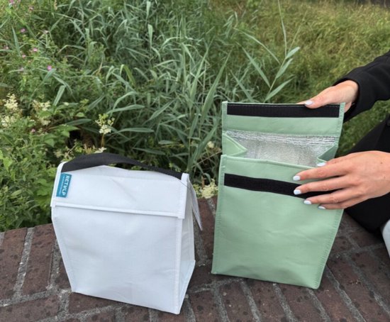 Retulp Fridgebag - Lunchtas - Koeltas - Koeltasje klein - Gemaakt van koelkast - Koeltas lunch - 9 liter - 2 Stuks - Groen - Wit van Merkloos — afbeelding 3